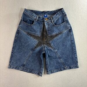 Aelfric Eden Star Jorts Women 27x8 Blue Patchwork Denim Jean Shorts High Rise